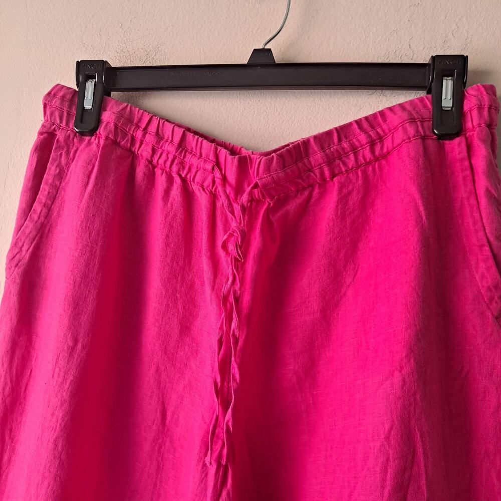 Charter Club Pink Luxury Elastic Waist Wide Leg Linen Pants w Drawstrings - L - Picture 5 of 13